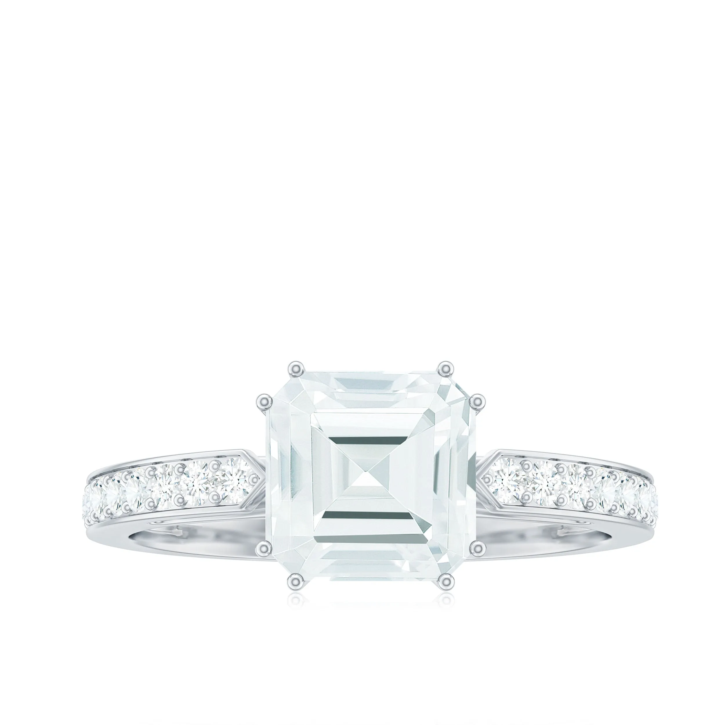 2.50 CT Asscher Cut Solitaire Zircon Engagement Ring