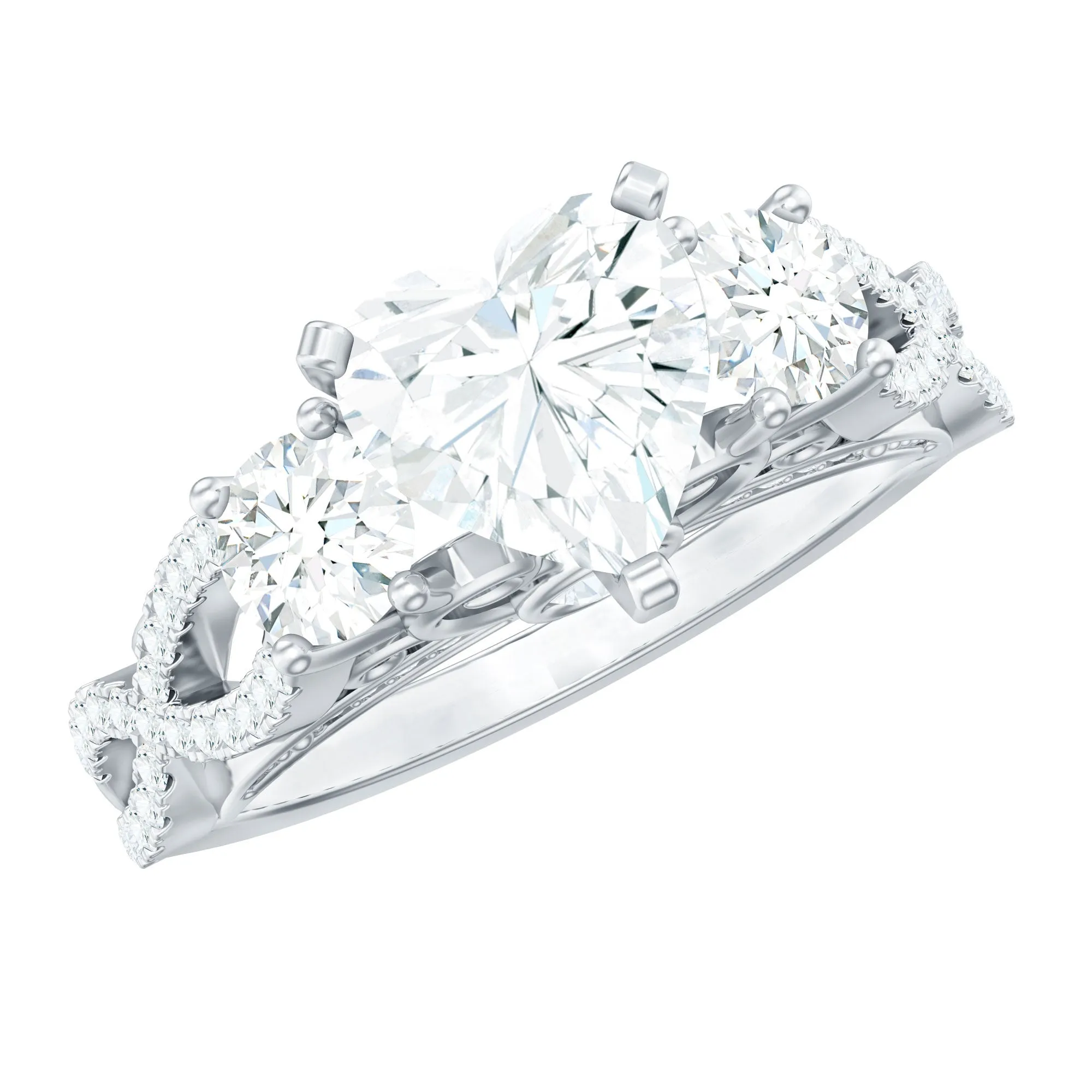 2.75 Ct Heart Moissanite Statement Engagement Ring