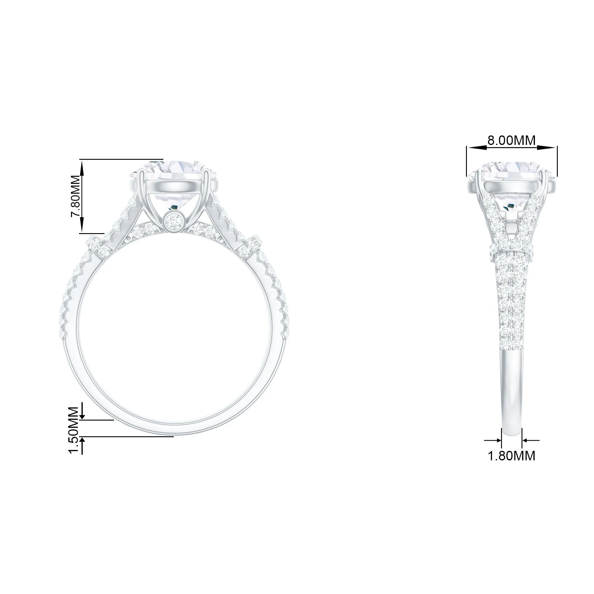 3 CT Simulated Diamond Solitaire Engagement Ring with Split Shank