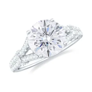 3 CT Simulated Diamond Solitaire Engagement Ring with Split Shank