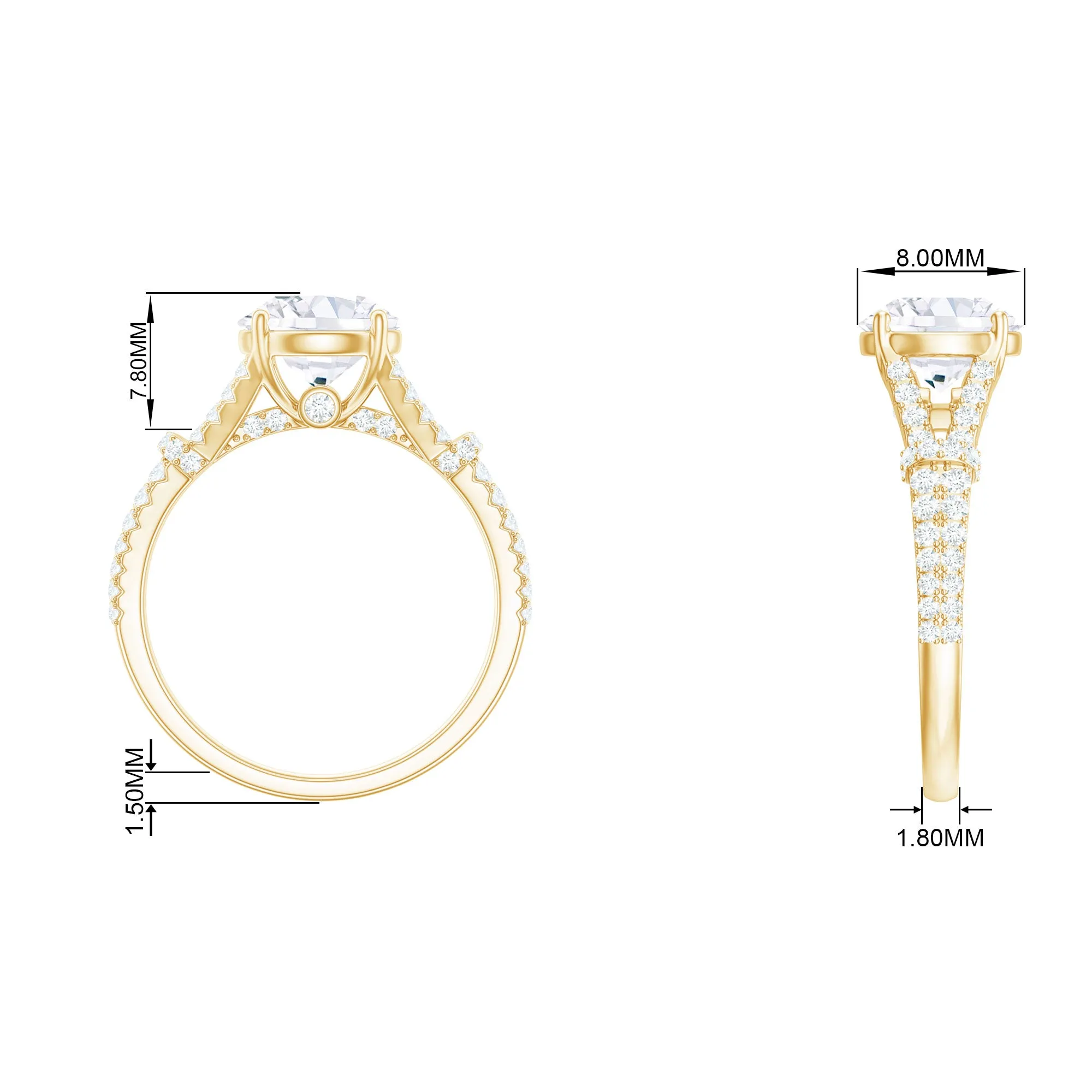 3 CT Simulated Diamond Solitaire Engagement Ring with Split Shank