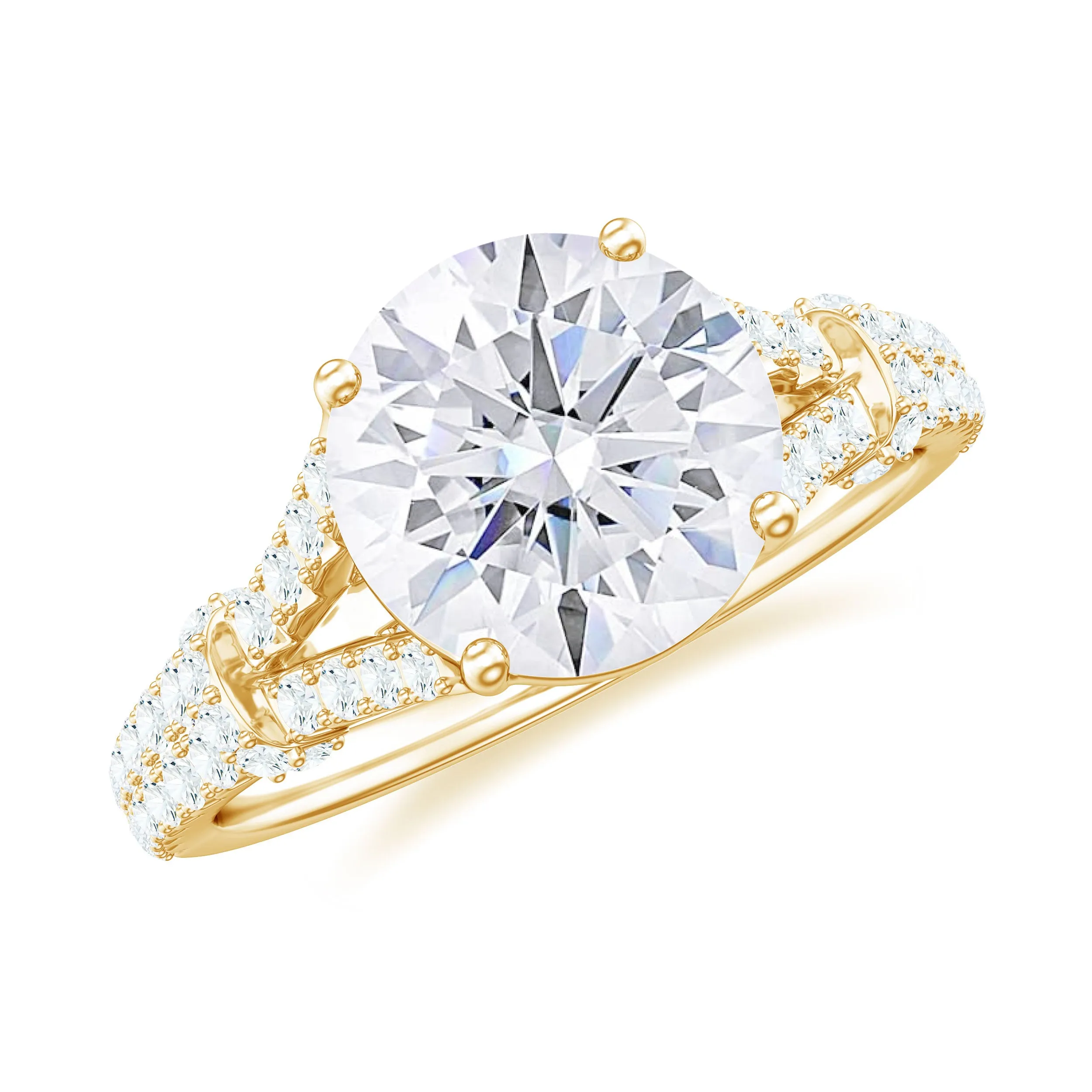 3 CT Simulated Diamond Solitaire Engagement Ring with Split Shank