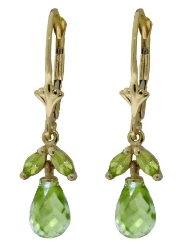 3.4 Carat 14K Solid White Gold Understanding Is Power Peridot Earrings