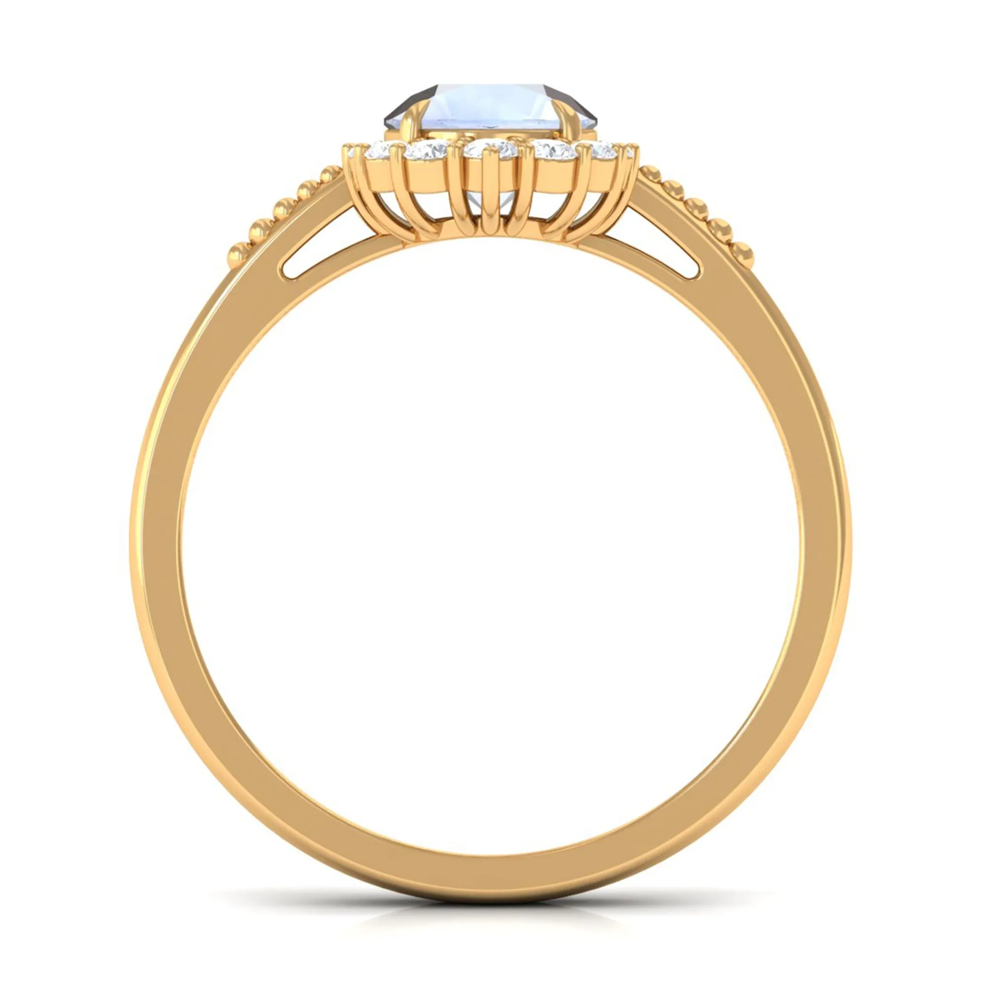 3/4 CT Natural Moonstone Engagement Ring with Diamond Accent