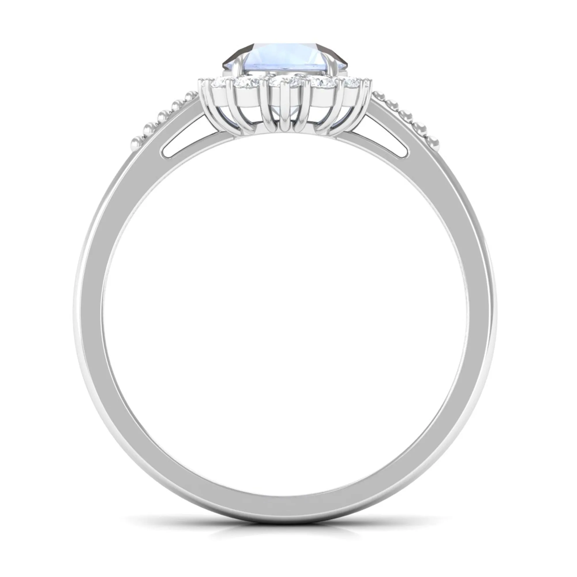 3/4 CT Natural Moonstone Engagement Ring with Diamond Accent