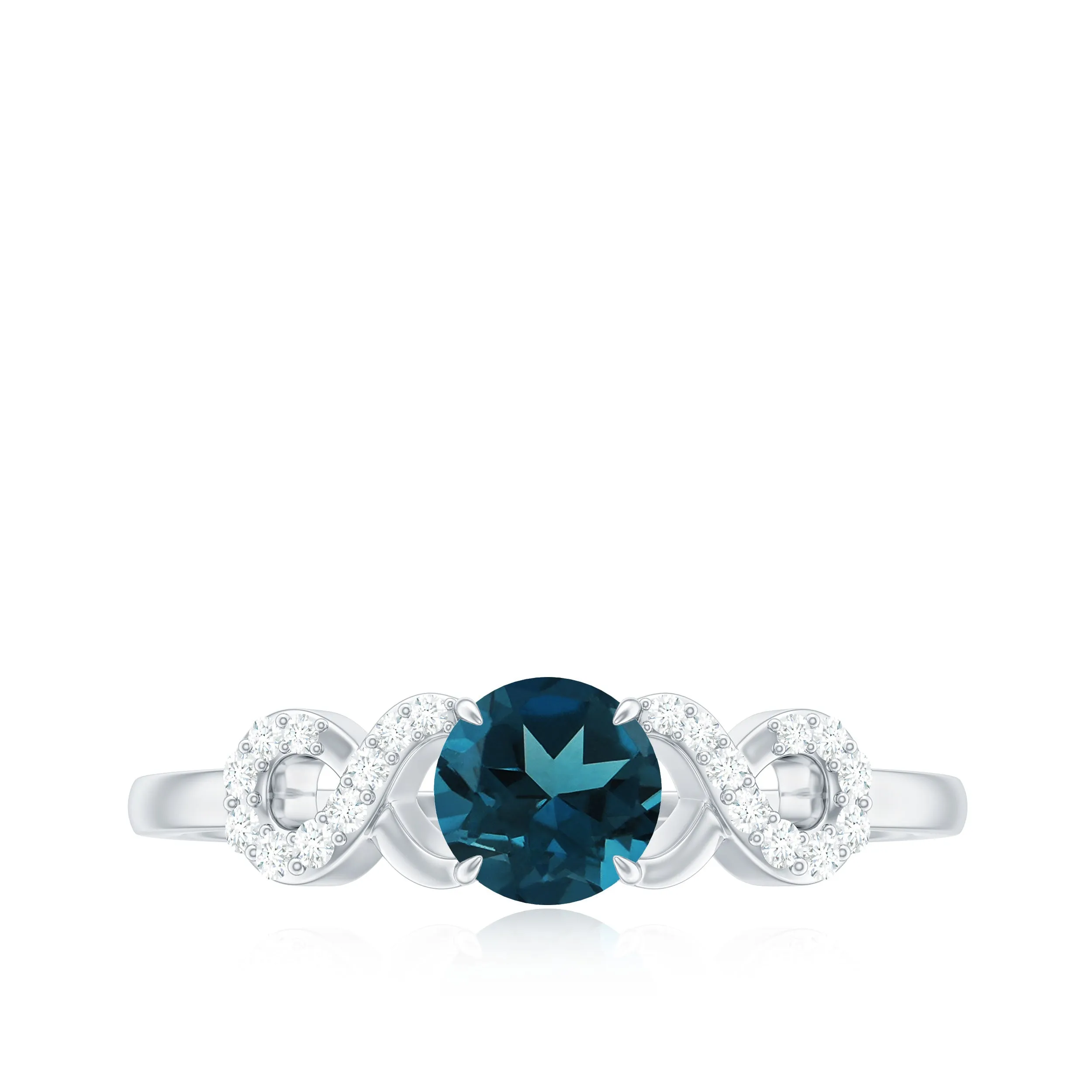 3/4 CT Round London Blue Topaz Infinity Engagement Ring with Diamond