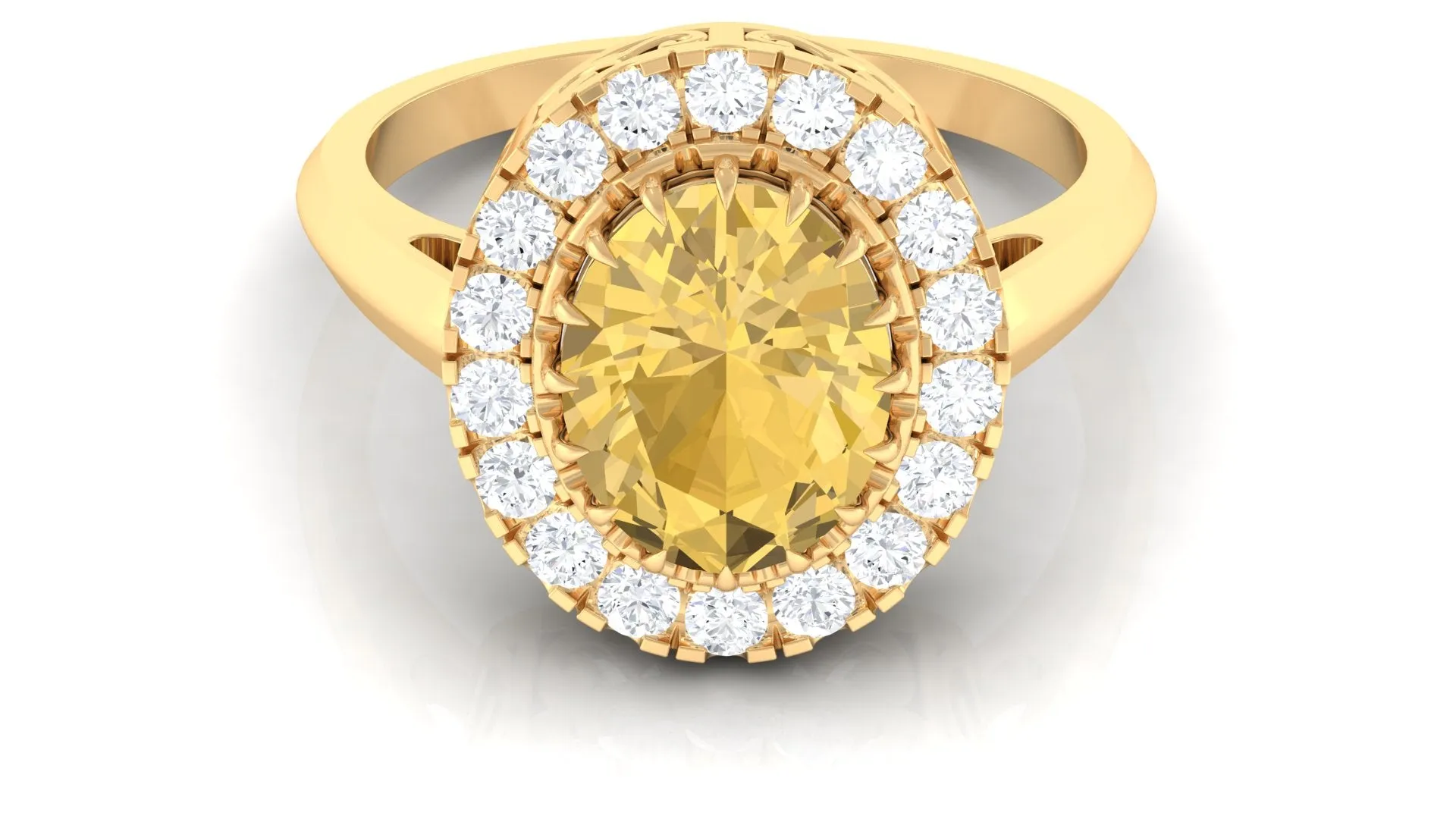 3.50 CT Vintage Claw Set Citrine Engagement Ring with Moissanite Halo