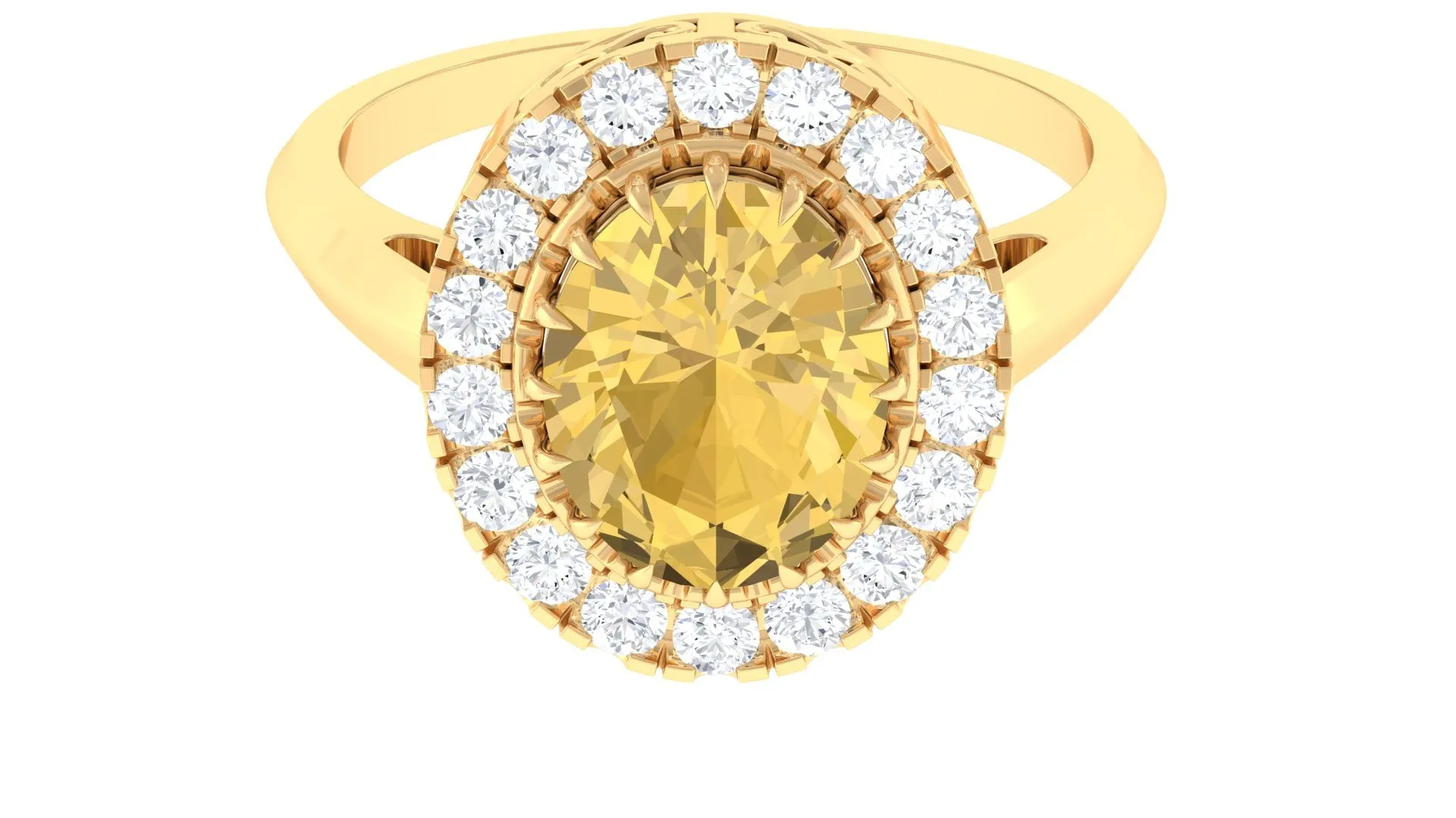 3.50 CT Vintage Claw Set Citrine Engagement Ring with Moissanite Halo