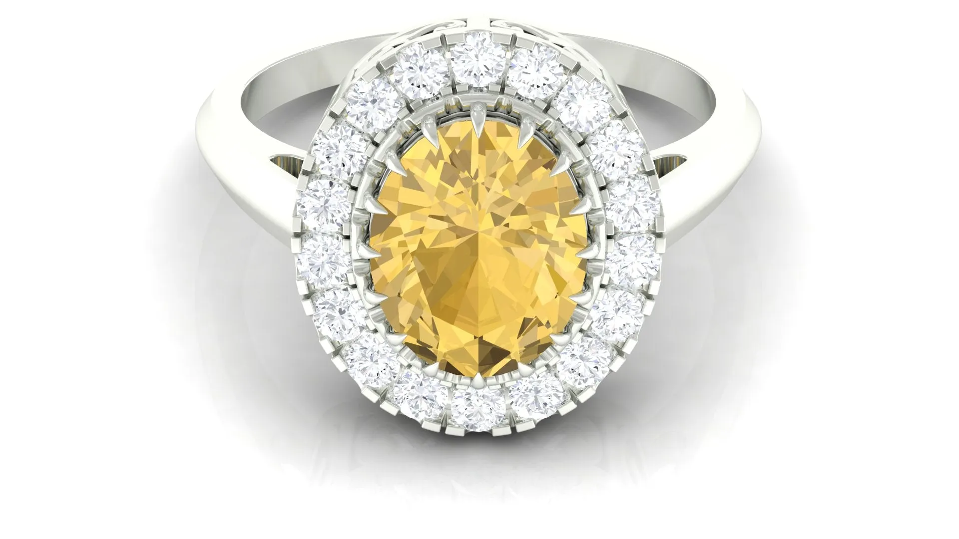 3.50 CT Vintage Claw Set Citrine Engagement Ring with Moissanite Halo