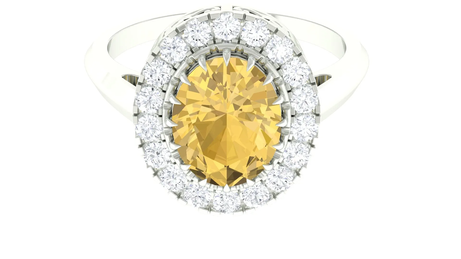 3.50 CT Vintage Claw Set Citrine Engagement Ring with Moissanite Halo