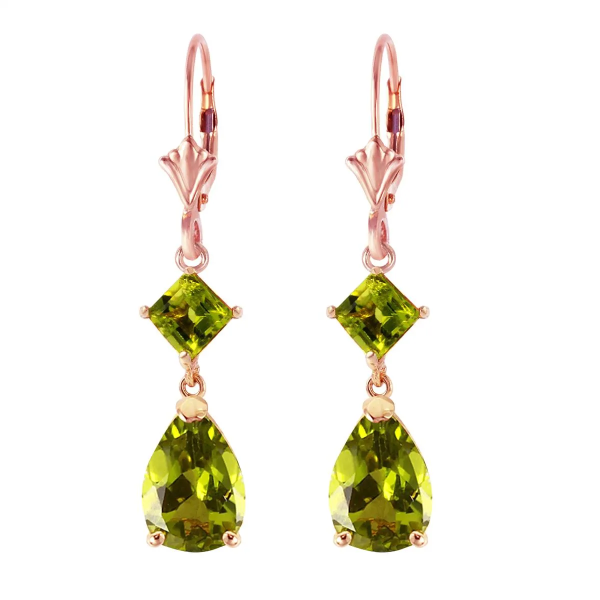 4.5 Carat 14K Solid Rose Gold Laughter Peridot Earrings