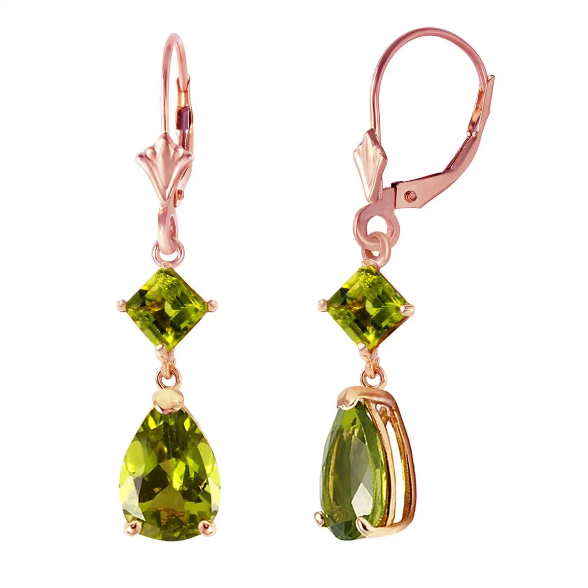 4.5 Carat 14K Solid Rose Gold Laughter Peridot Earrings