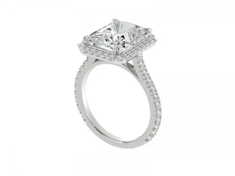 5.45ct Radiant Solitaire with Diamond Halo