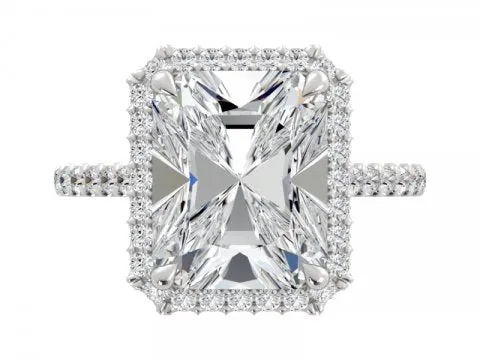 5.45ct Radiant Solitaire with Diamond Halo