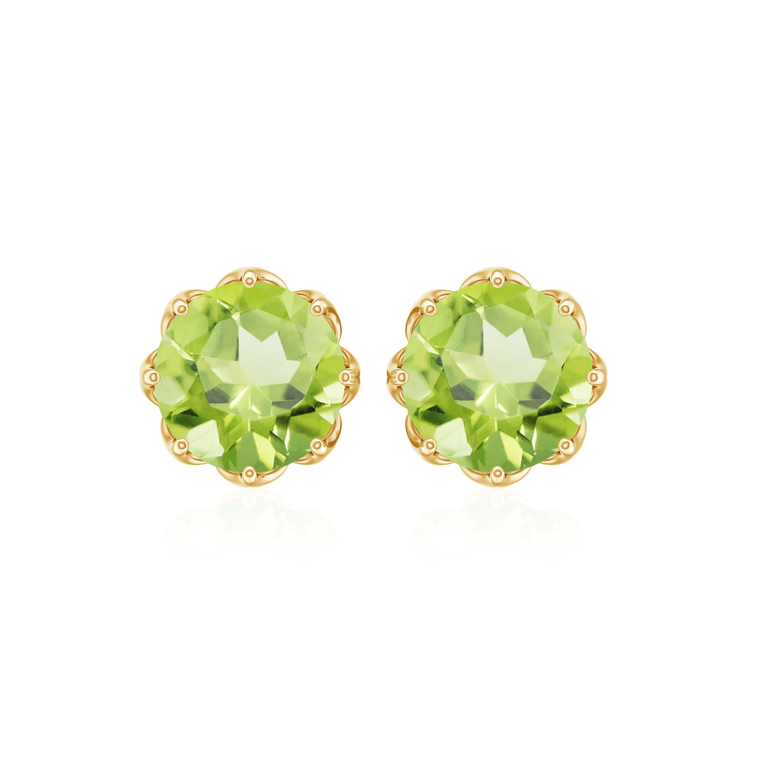 6 MM Decorative Peridot Solitaire Stud Earrings