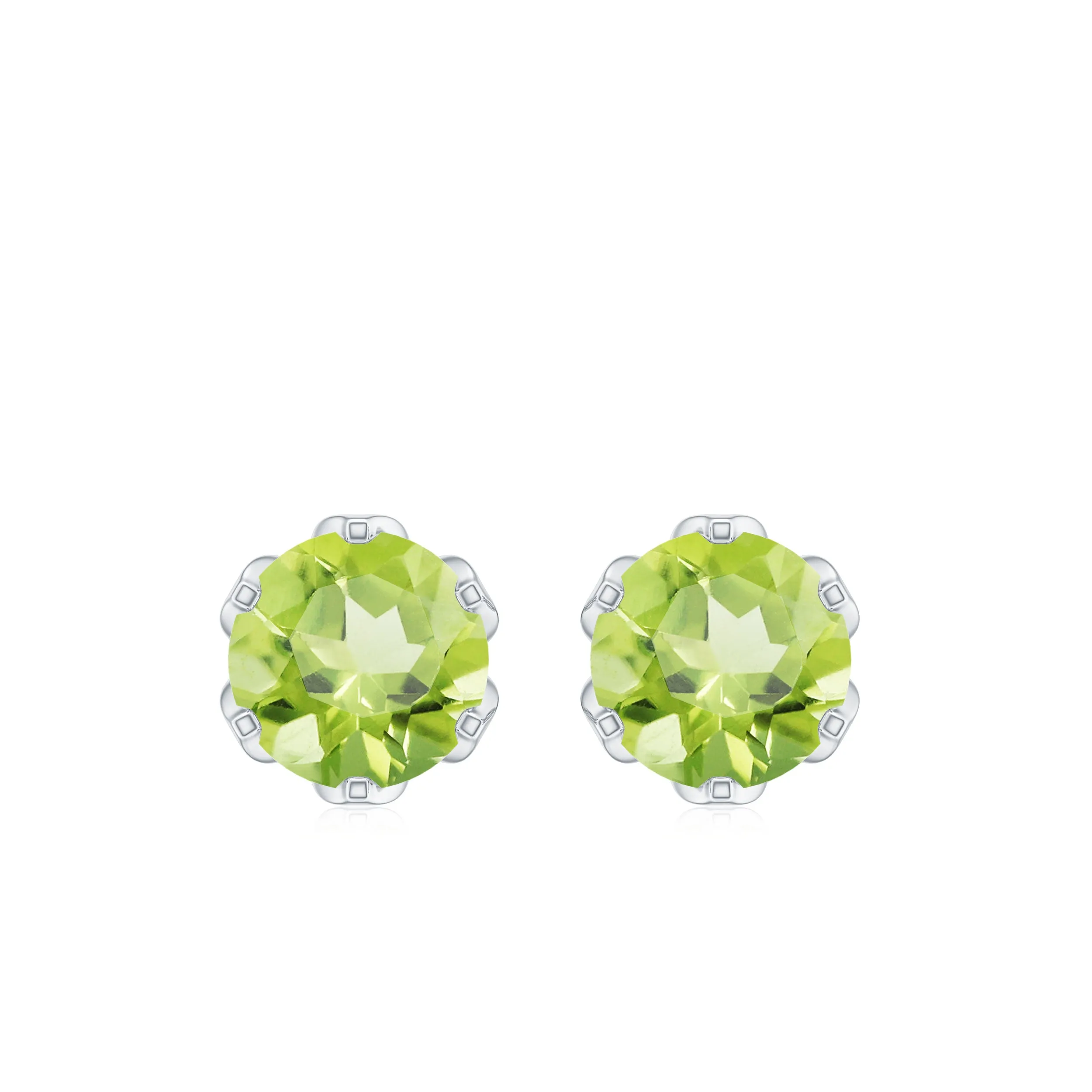 6 MM Lotus Basket Set Solitaire Peridot Stud Earring