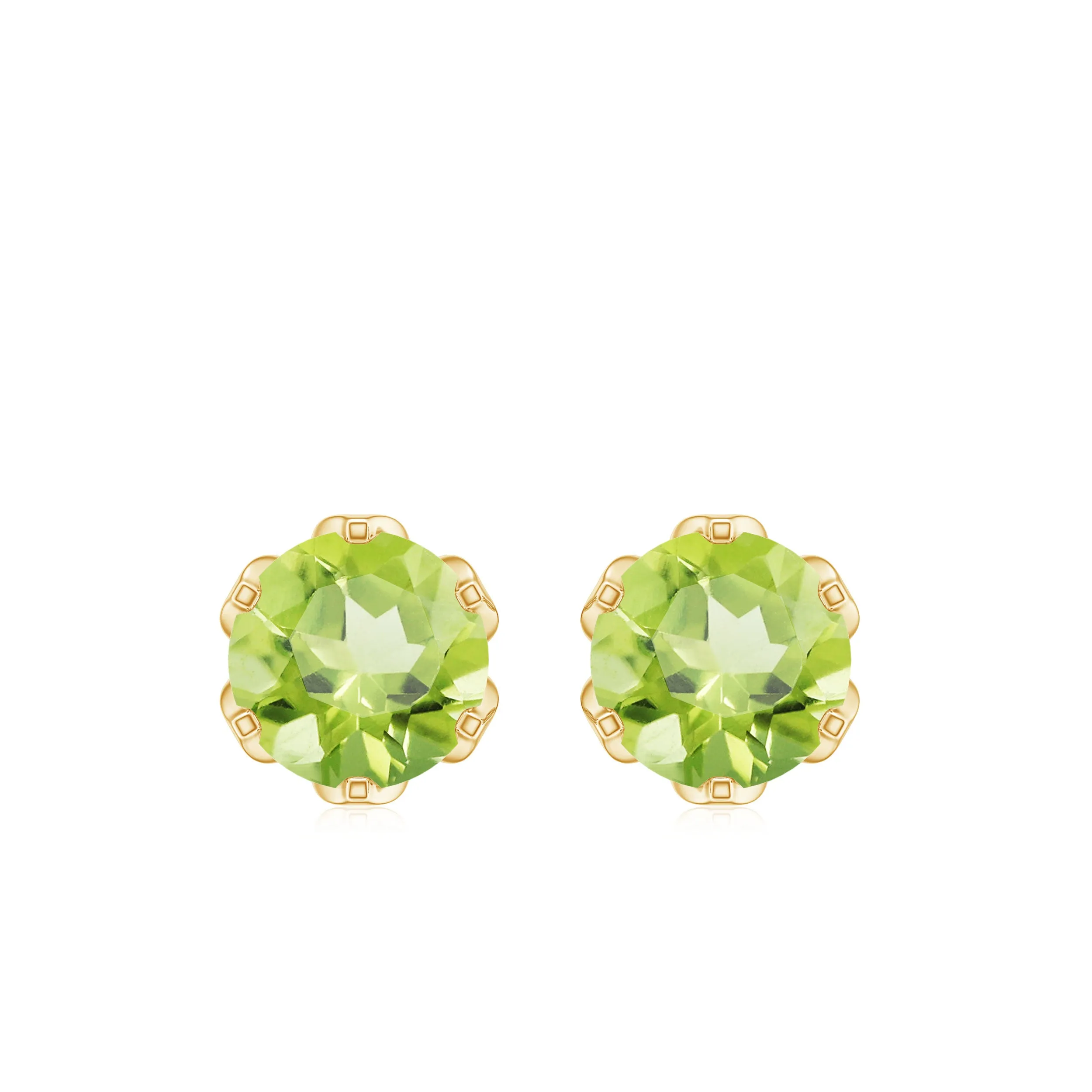 6 MM Lotus Basket Set Solitaire Peridot Stud Earring