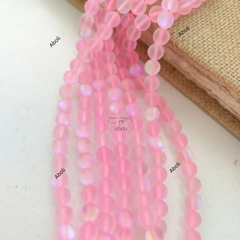 8 mm Pink Aura Beads Aura Quartz Beads Round Gemstone Beads AQB804