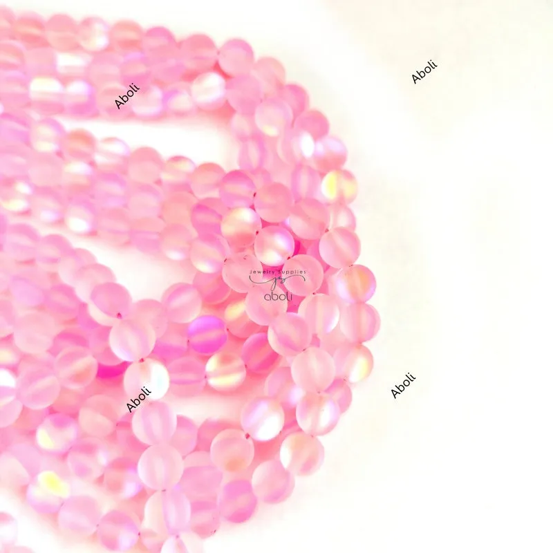 8 mm Pink Aura Beads Aura Quartz Beads Round Gemstone Beads AQB804