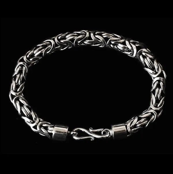 8mm Silver Viking King Bracelet - 20cm (8 inch)