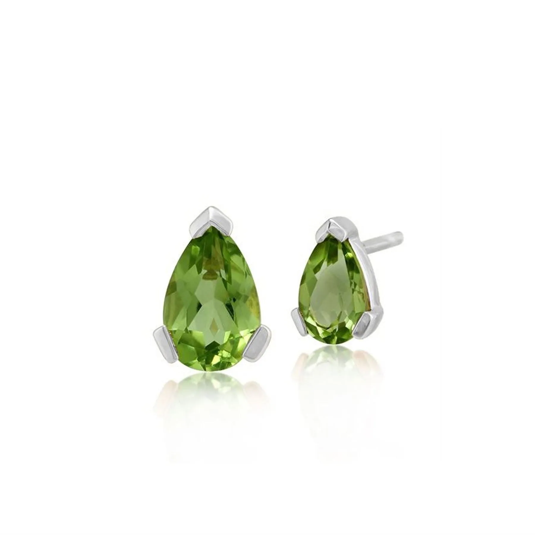 9 karat Weißes Gold Peridot Ohrstecker Ohrringe