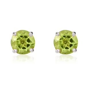 9ct  White Gold Round Peridot Claw Stud Earrings 5mm