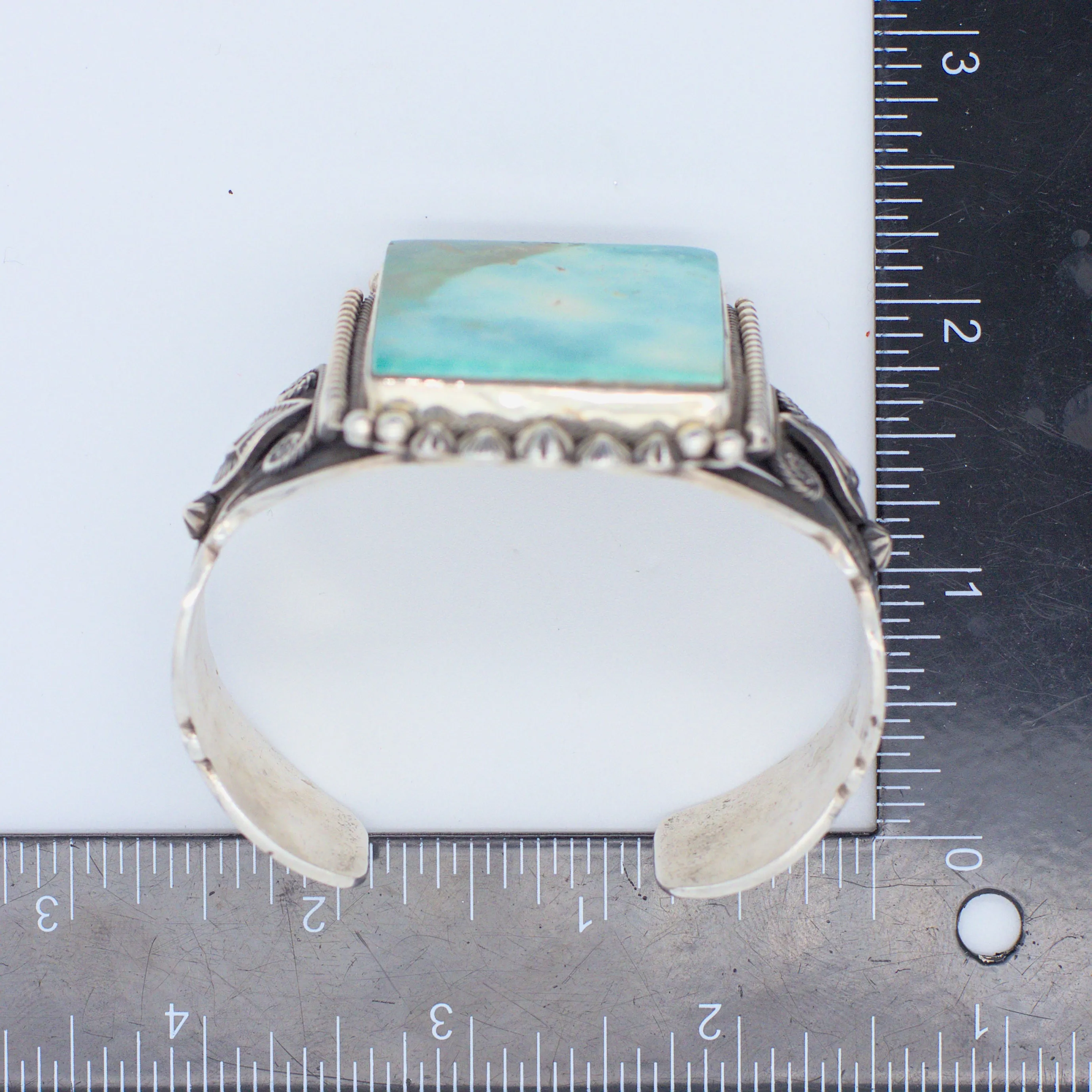 Aaron Toadlena Handmade Navajo Sterling Silver Natural Turquoise Bracelet