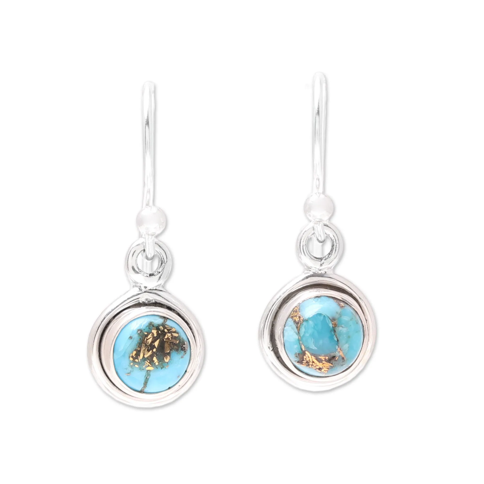 Adorable Moon in Blue Sterling Silver and Blue Composite Turquoise Earrings