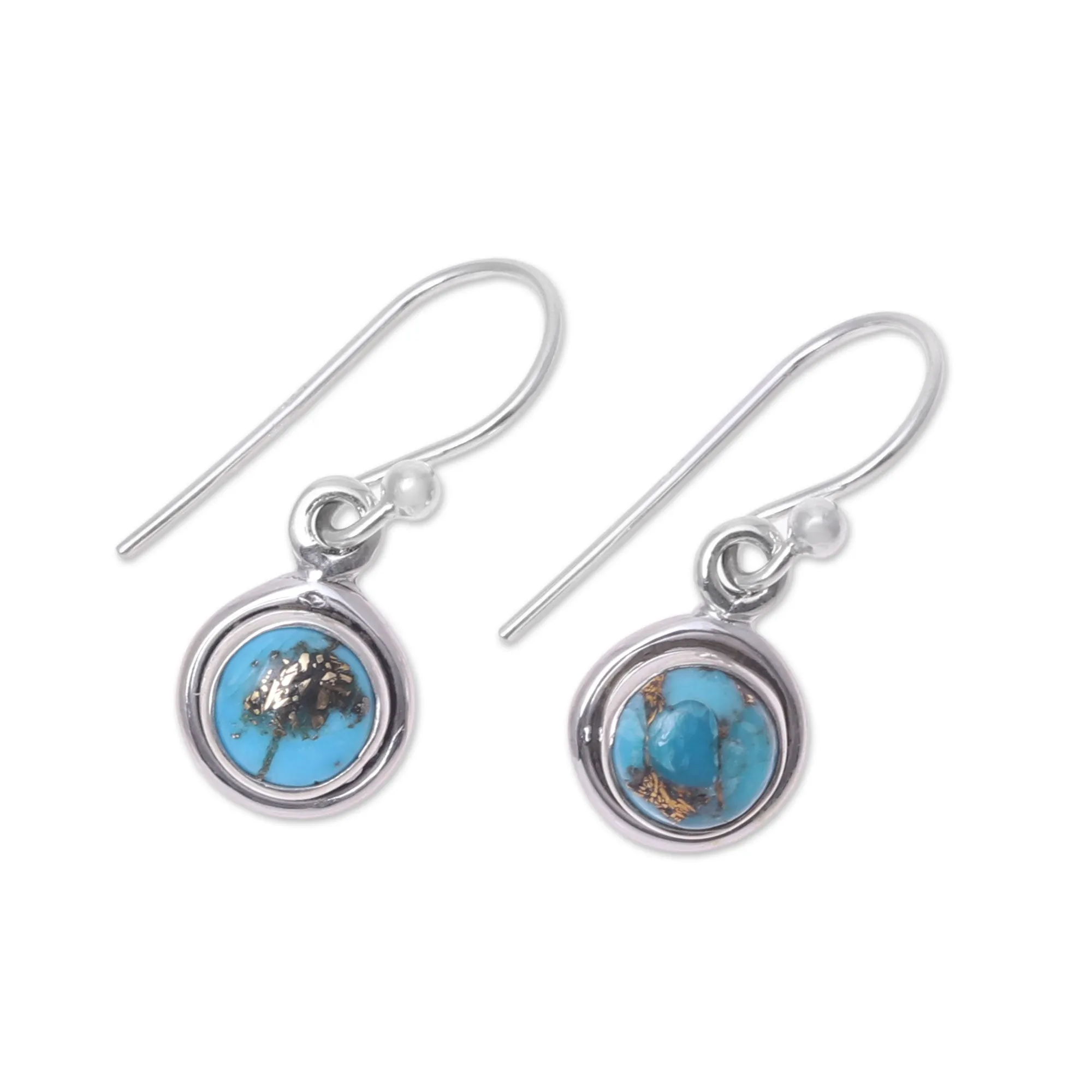 Adorable Moon in Blue Sterling Silver and Blue Composite Turquoise Earrings