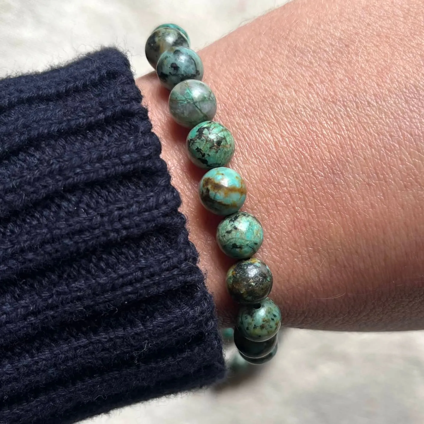 African Turquoise 8mm Beaded Bracelet - Prosperity