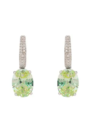 Alexandra Oval Drop Earrings Silver Peridot