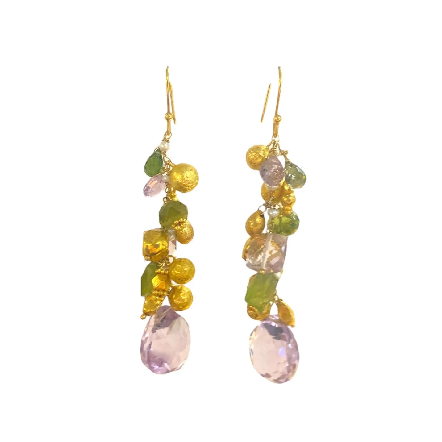 Amethyst & Peridot Drop Earrings