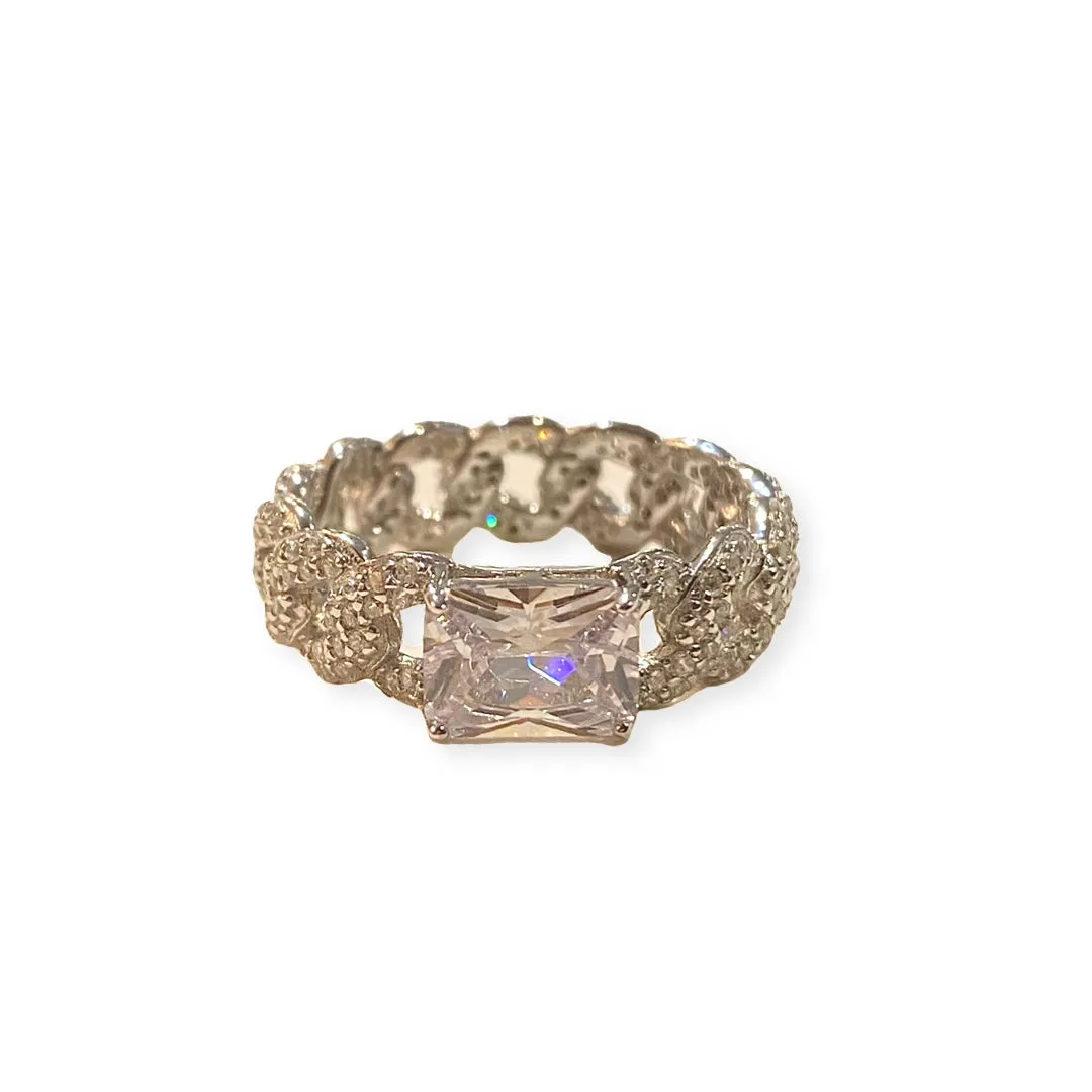 Amy East West Baguette Cuban Chain Ring