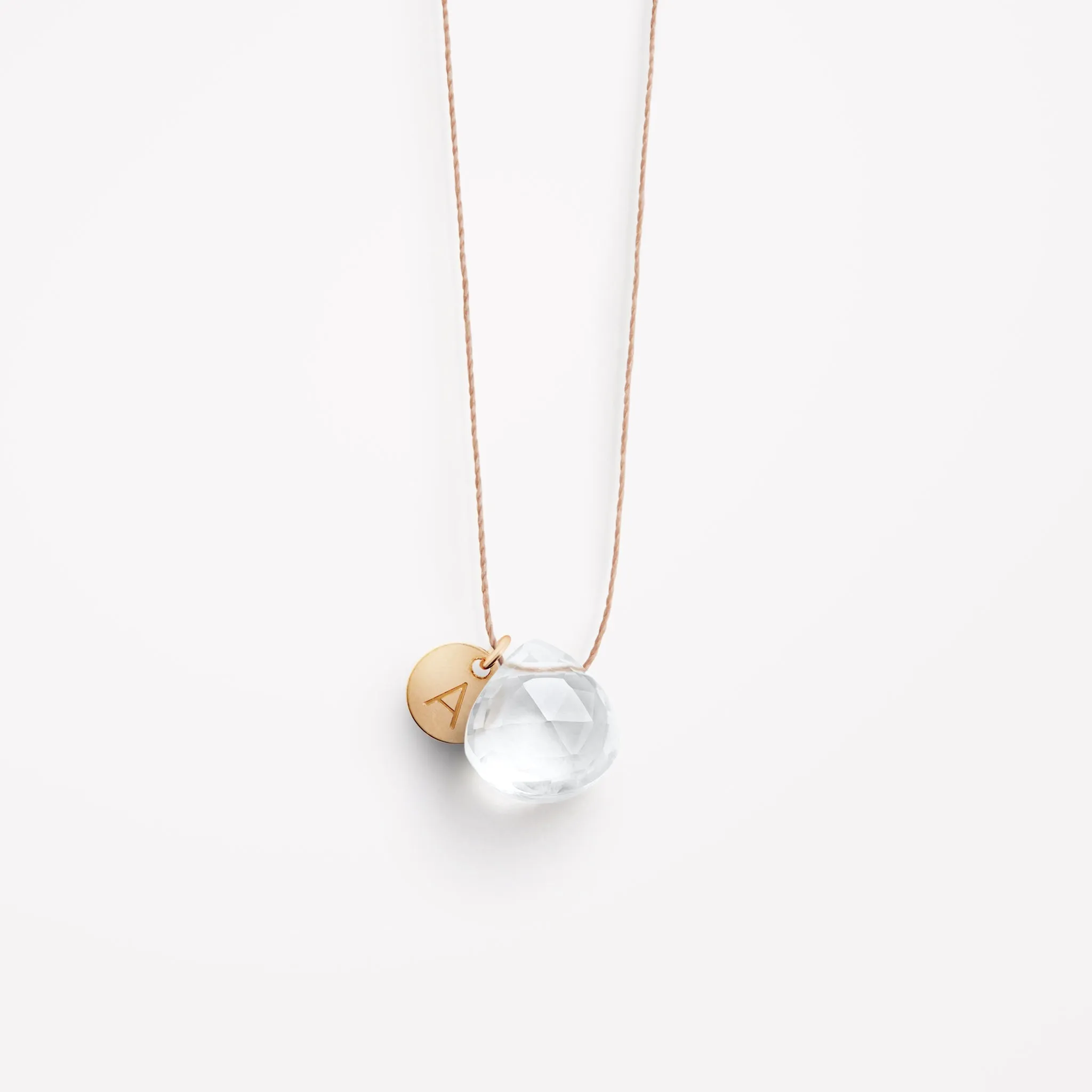 April Quartz Fine Cord Birthstone Necklace