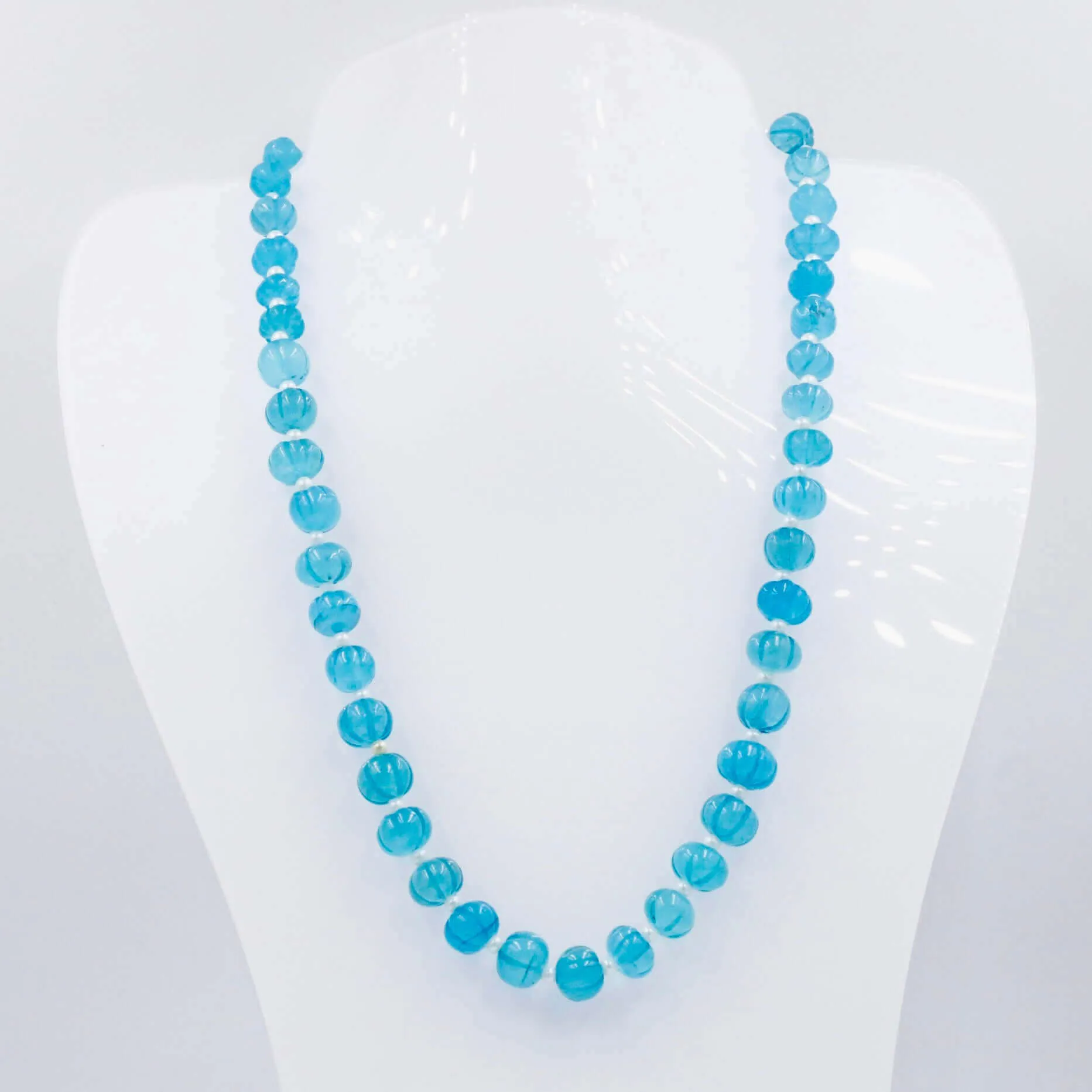 Aqua Blue Quartz Necklace Blue Quartz Beaded Necklace Blue Gemstone Necklace Indian Necklace Sarafa Necklace Quartz Jewelry SKU 6142886