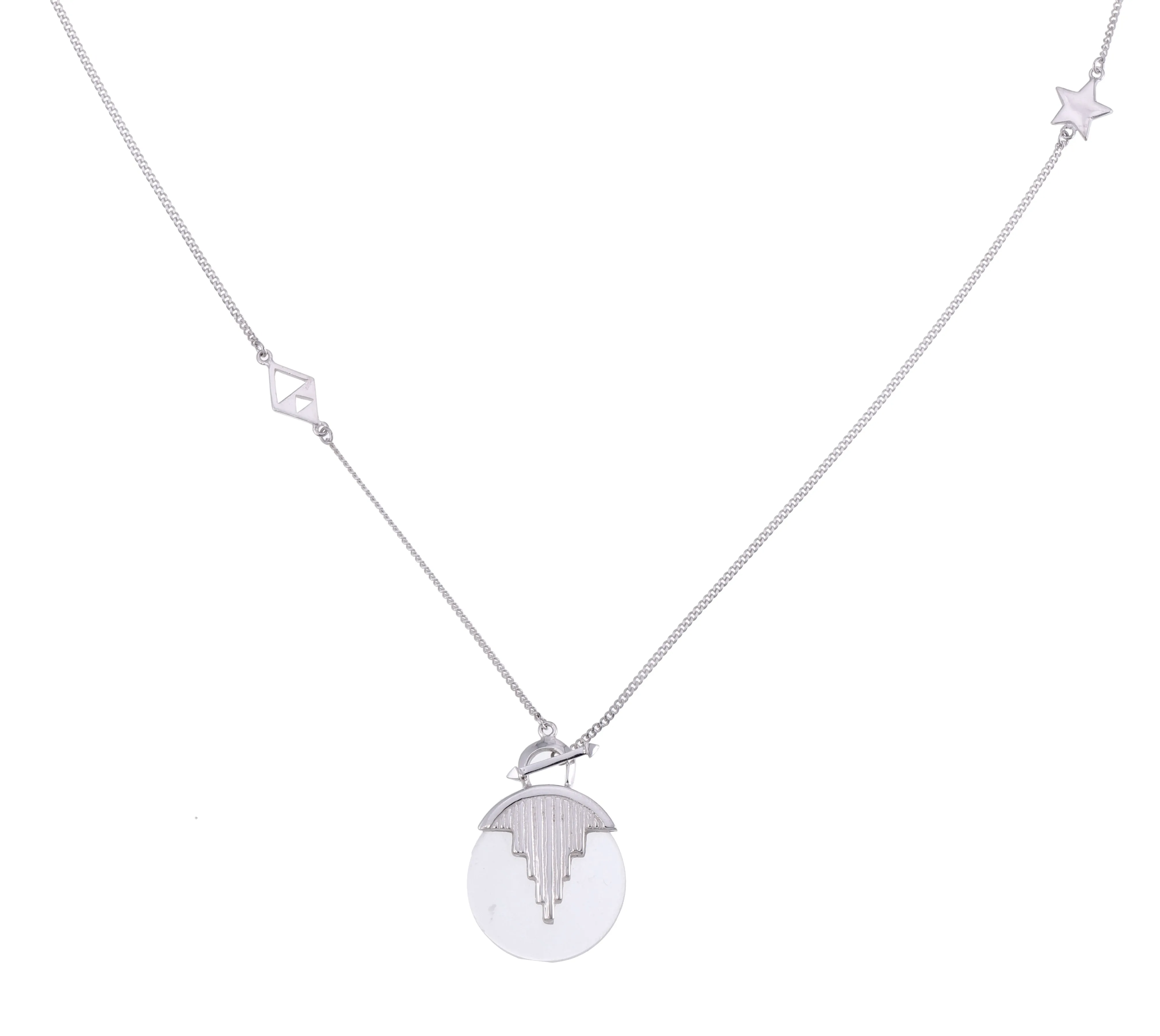 AURORA PENDULUM NECKLACE - QUARTZ - MEDIUM - SILVER