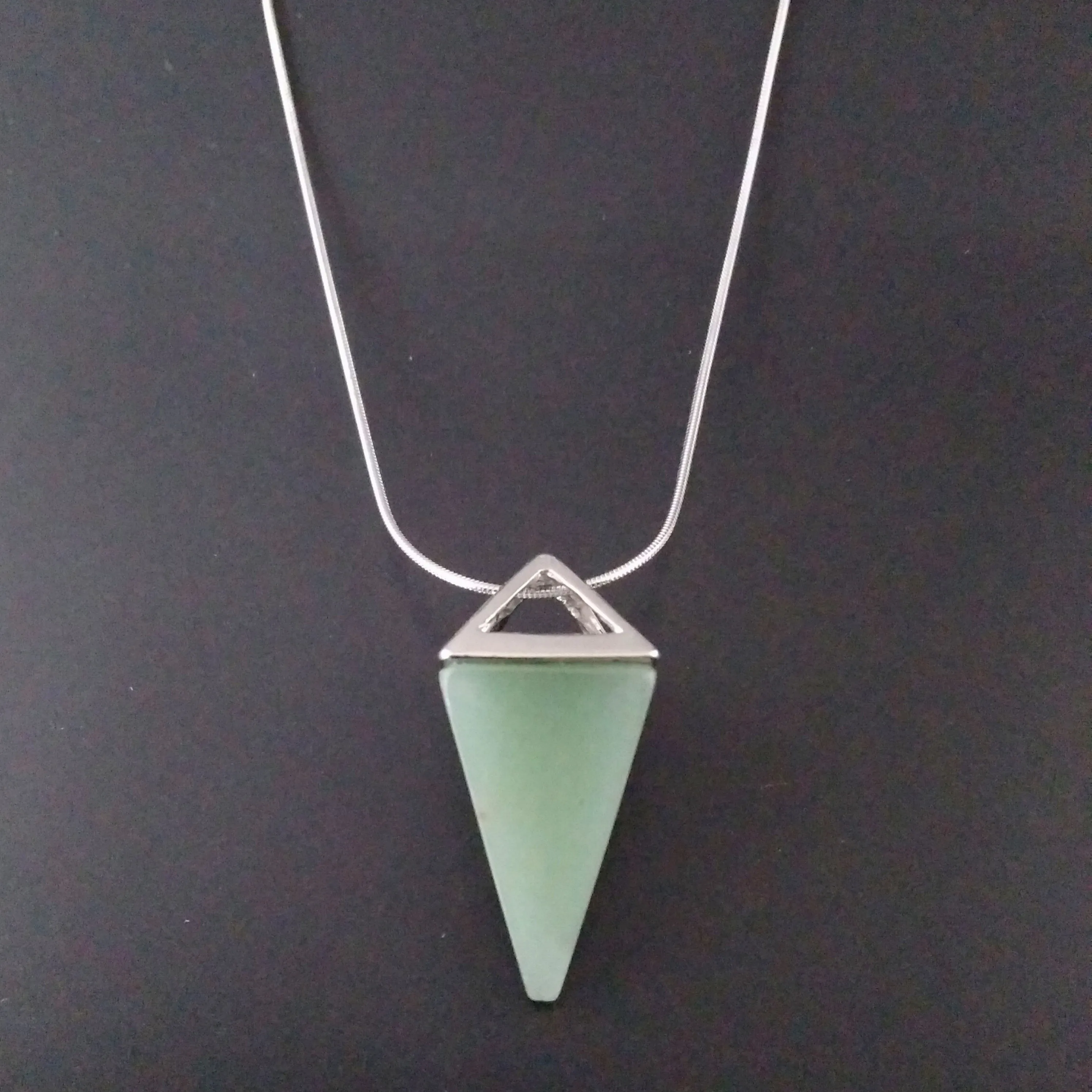 Aventurine Necklace Silver Jade Green Pendulum