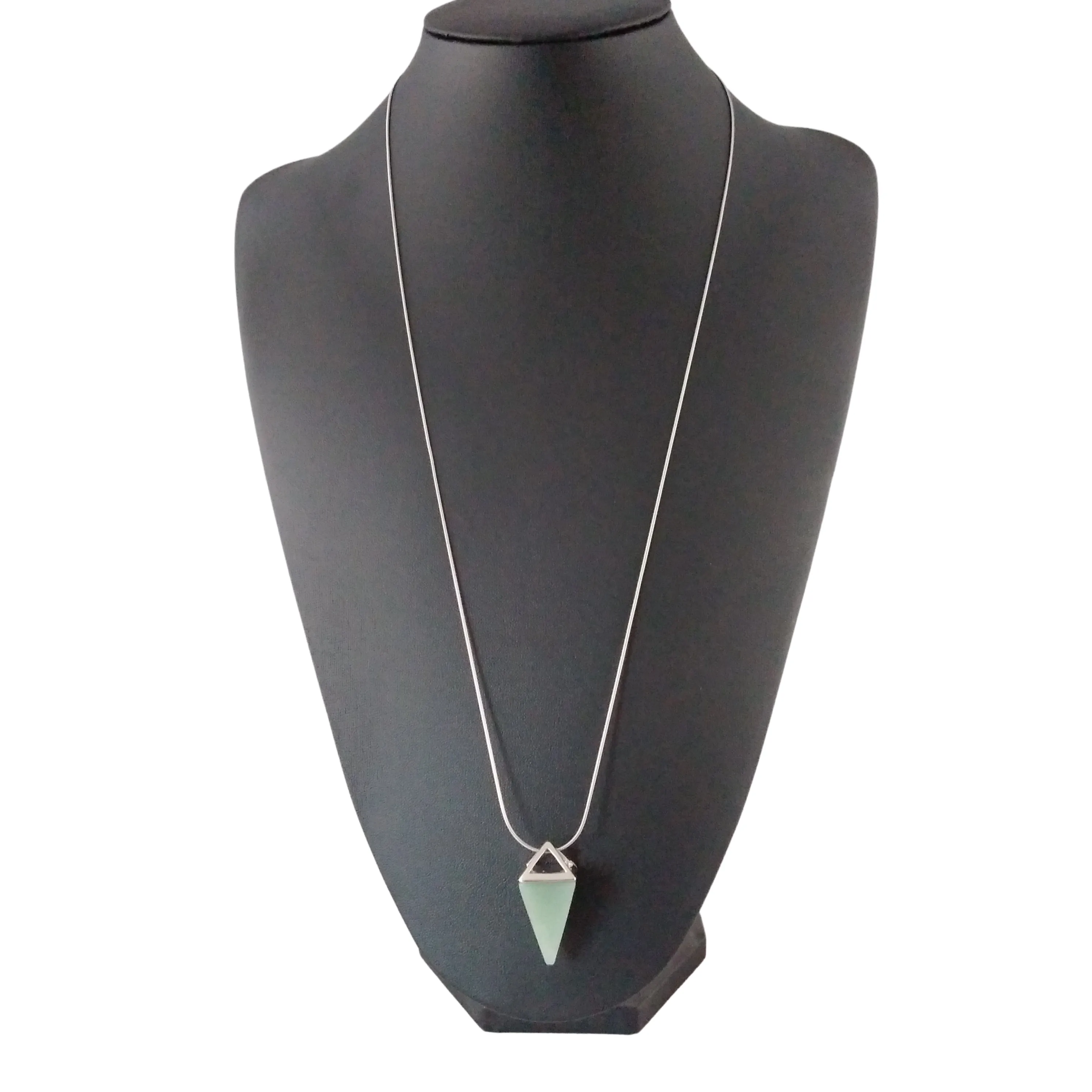 Aventurine Necklace Silver Jade Green Pendulum