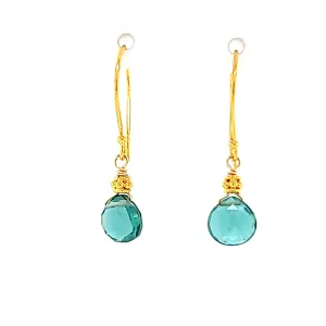 AVF Gold Faceted Green Quartz Drop Earrings (SI3762)