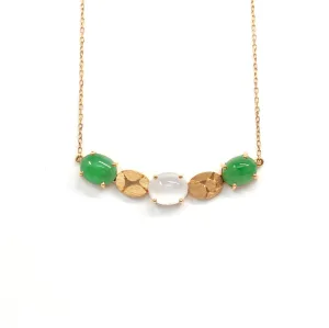 Baikalla™ 18k Rose Gold Imperial Green & Ice Jadeite Jade Necklace