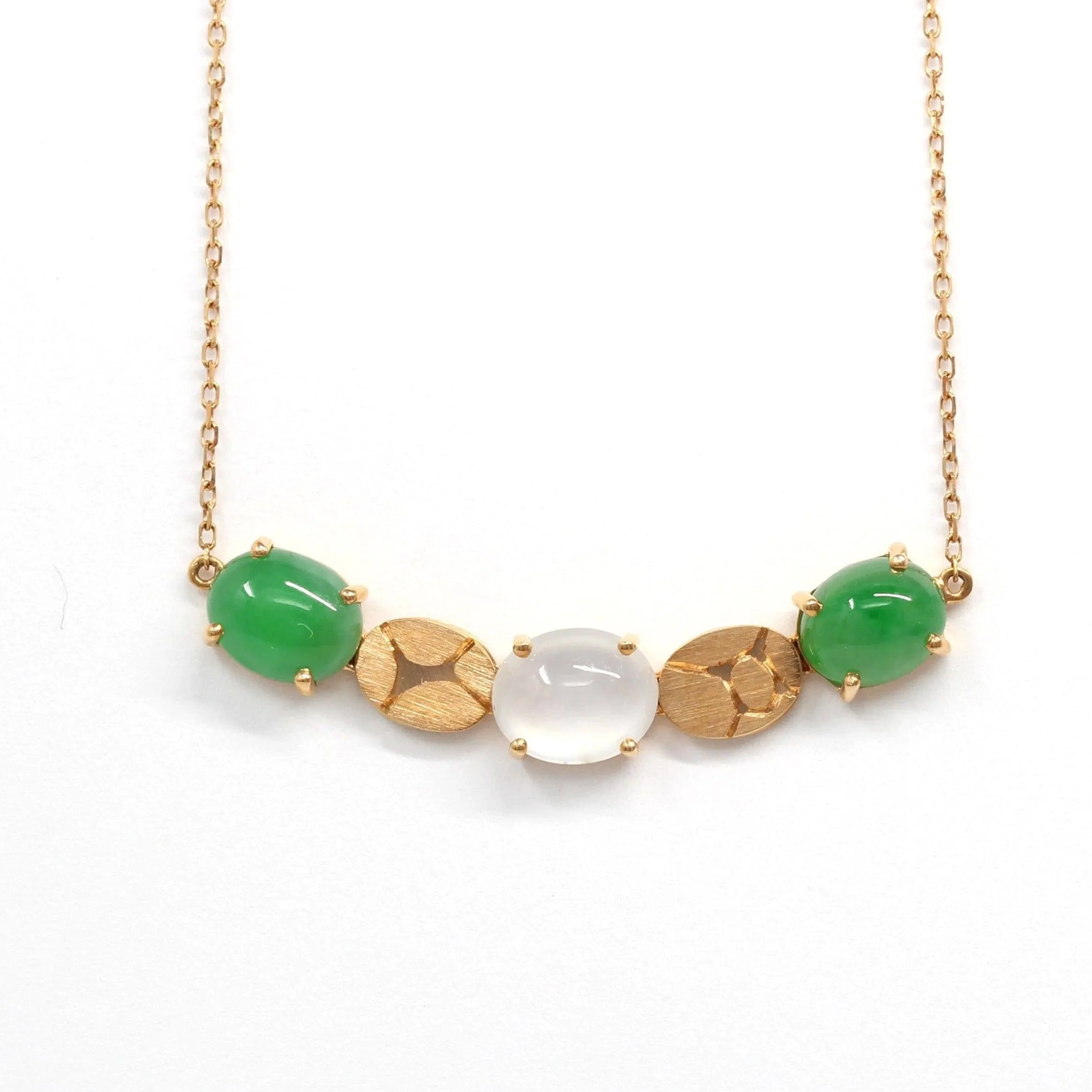 Baikalla™ 18k Rose Gold Imperial Green & Ice Jadeite Jade Necklace