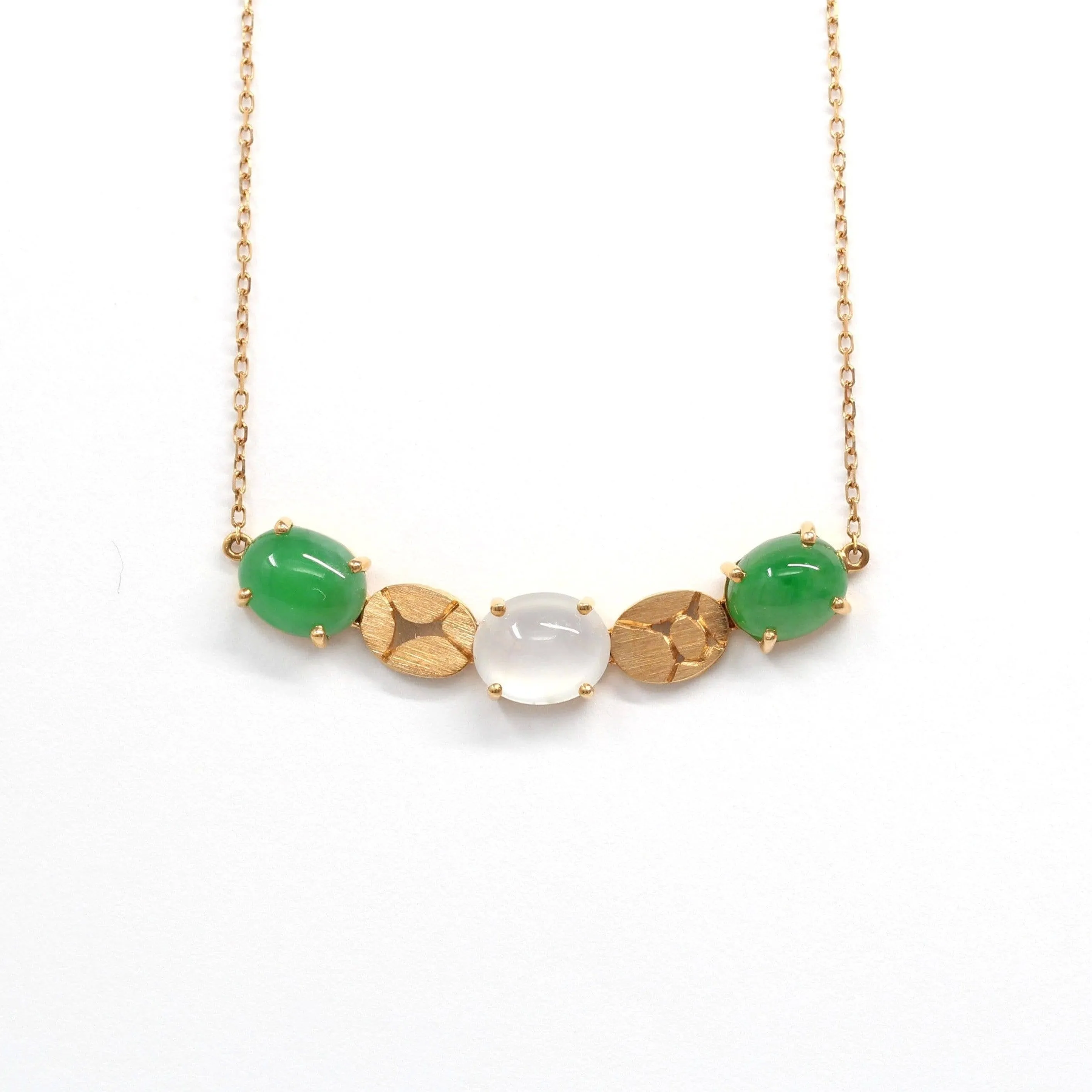 Baikalla™ 18k Rose Gold Imperial Green & Ice Jadeite Jade Necklace