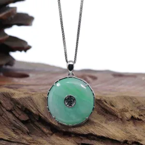 Baikalla "Good Luck Button" Necklace Green Jadeite Jade Lucky KouKou Pendant Necklace