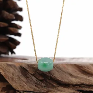 Baikalla™ "Good Luck Button" Necklace Rich Apple Green Jade Lucky TongTong Pendant Necklace