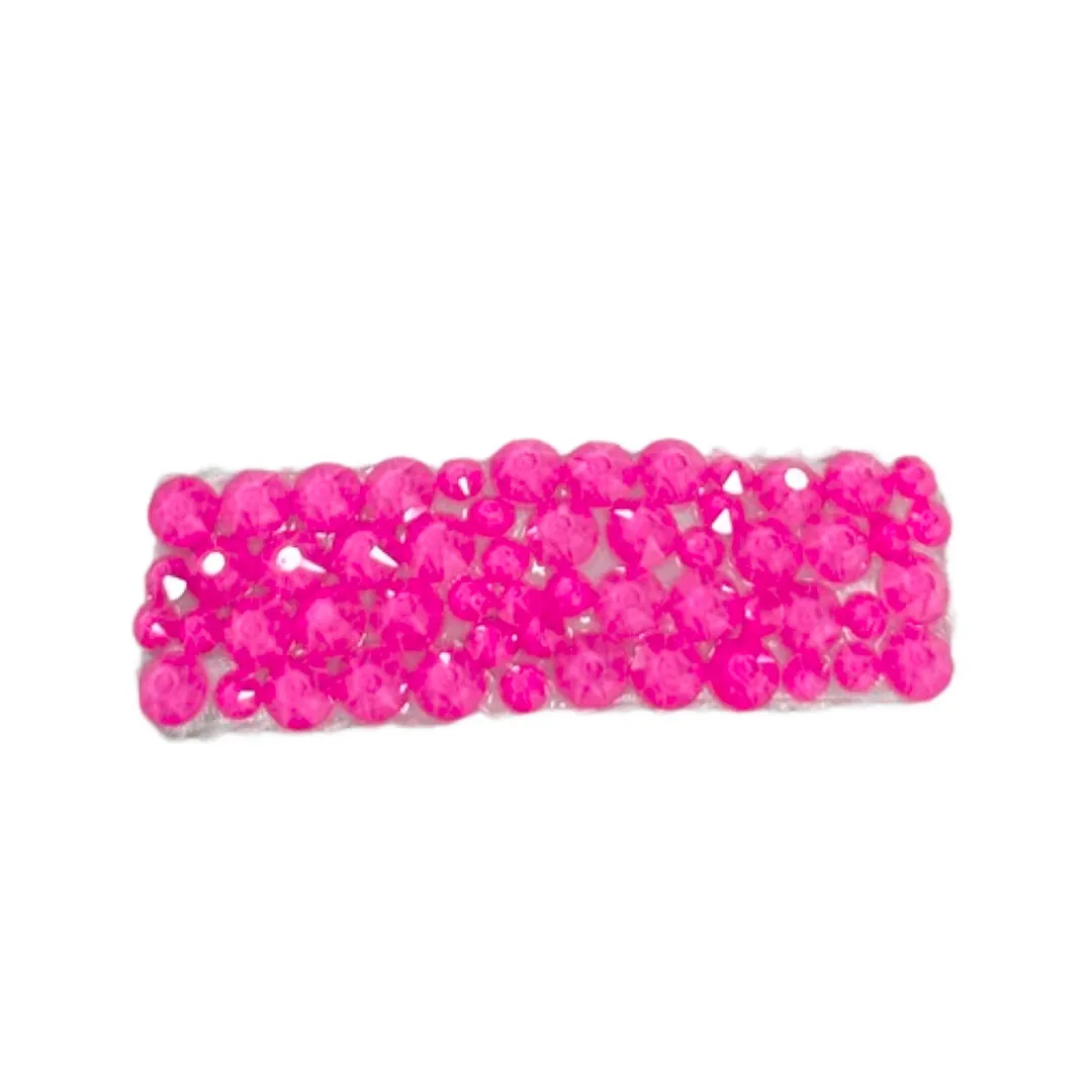 Bari Lynn All Over Swarovski Crystal Snap Clip - Neon Pink