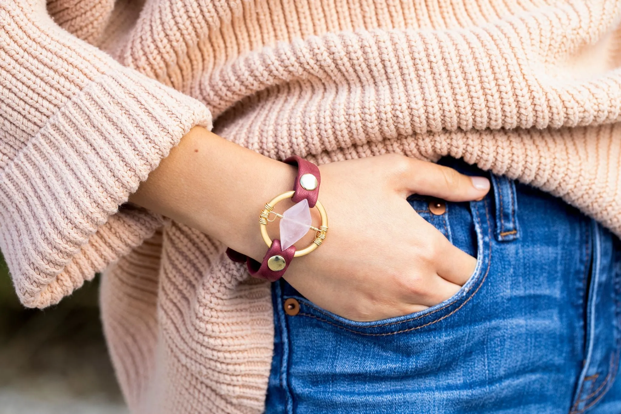 Be The Light Bracelet - Brushed Gold - Rose Quartz