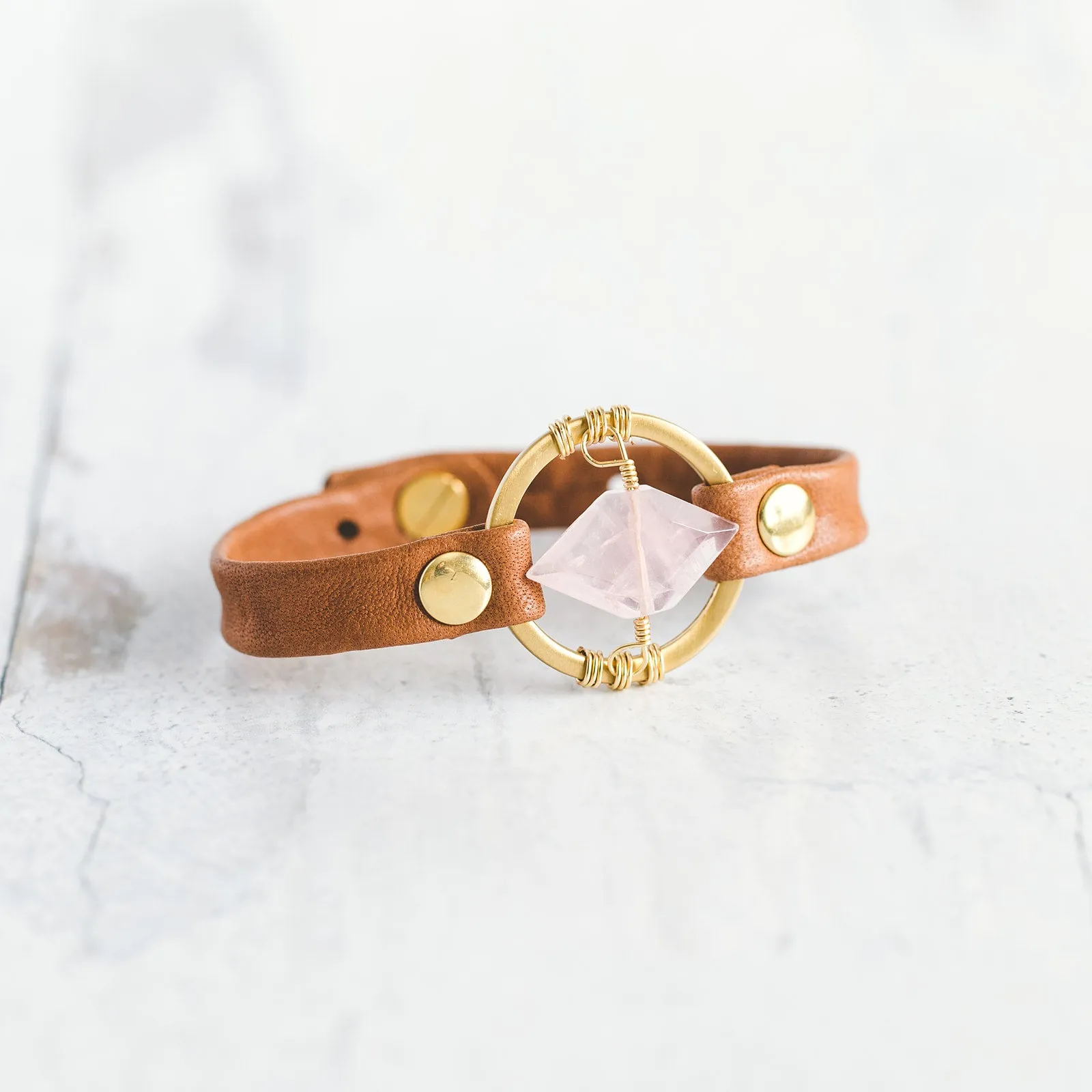 Be The Light Bracelet - Brushed Gold - Rose Quartz