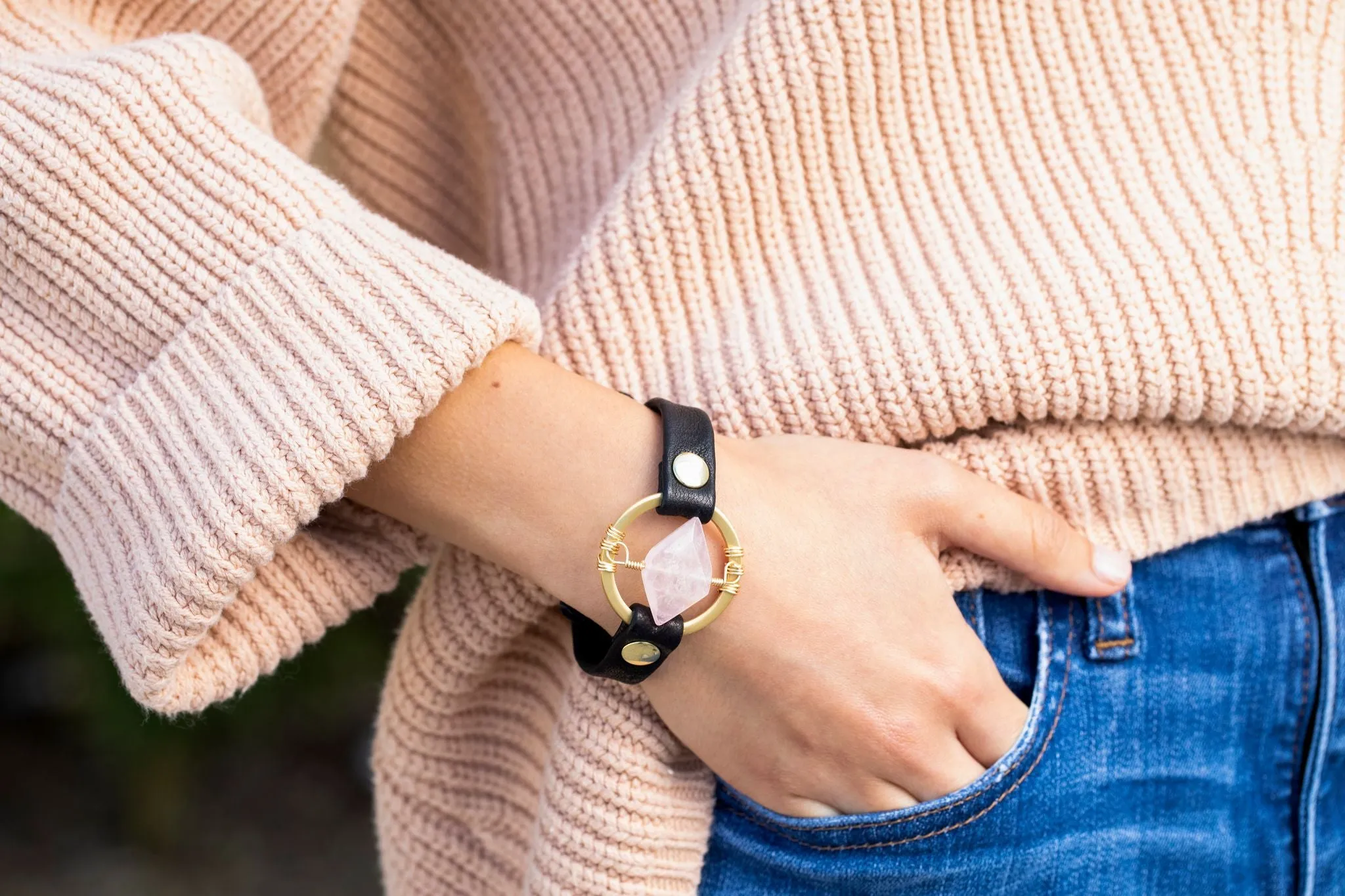 Be The Light Bracelet - Brushed Gold - Rose Quartz