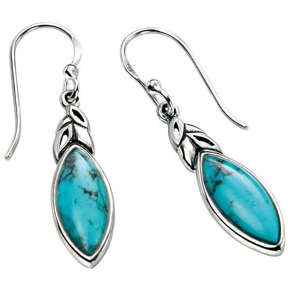 Beginnings Leaf Shaped Drop Earrings - Turquoise