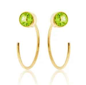 Bezel Set Peridot Reverse Hoop Earrings